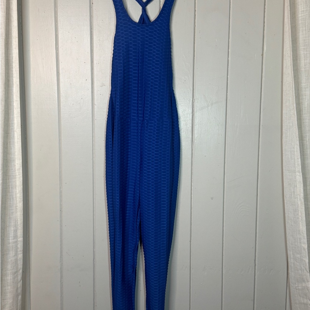 Vibrant Blue Textured Jumpsuit